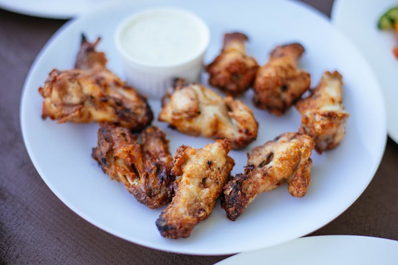 wings over crispy buffalo wings platter with dipping sauce